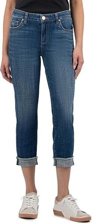 Kut from the Kloth Amy Crop Straight Leg- Roll Up Fray Womens Jeans DESERVING : 16, Cotton/Denim/Polyester