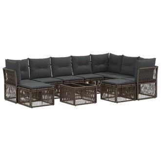 vidaXL Conjunto De Sof&aacute;s De Jard&iacute;n 10 Pcs Gris Rat&aacute;n Sint&eacute;tico Vidaxl
