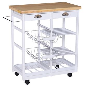 HOMCOM Kitchen Island - 74Wx37Dx76Hcm-White | TJ Hughes White