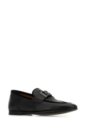 Dolce & Gabbana Mens Black Leather Erice Loafers Nero Mocassini