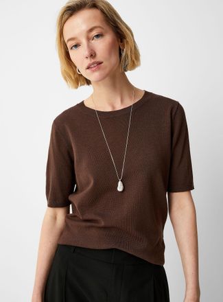 Contemporaine Womens Short-sleeve fine-knit sweater