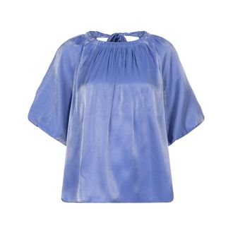 Dante6 Shimmer rugdetail top Simo - Dames - Blouses & Shirts - Blauw - Maat: S Viscose