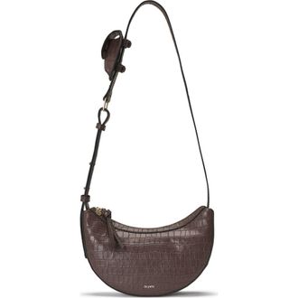 Oryany Rookie Crescent Croc Embossed Leather Crossbody Bag in Deep Brown at Nordstrom Rack