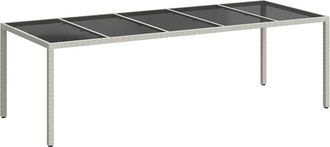 vidaXL Mesa Jard&iacute;n Vidrio Templado Rat&aacute;n Sint&eacute;tico Blanco 250x100x75cm Vidaxl