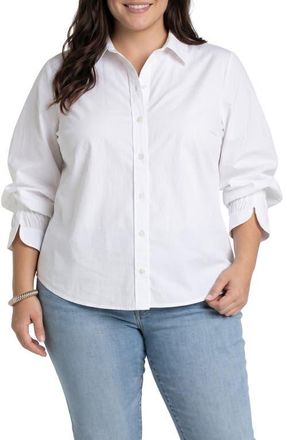 Liverpool L.A. Adjustable Sleeve Shirt in White at Nordstrom, Size 2 X