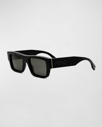 Fendi Men & apos;s Signature Rectangle Logo Sunglasses