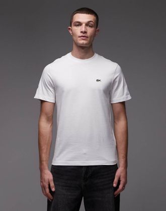 Lacoste T-shirt &eacute;cru con fettuccia con logo-Bianco
