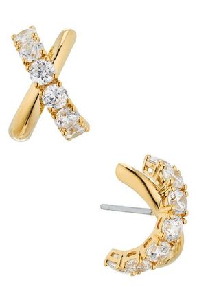 Nadri Twilight Cubic Zirconia Crossover Stud Earrings in Gold at Nordstrom