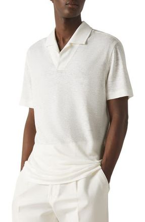 Ermenegildo Zegna Lino Polo Shirt in White at Nordstrom, Size 40 Us