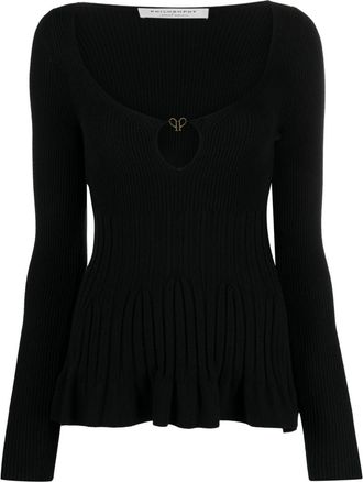 Philosophy di Lorenzo Serafini logo-plaque ribbed-knit top - women - Viscose/Polyester - 44 - Black