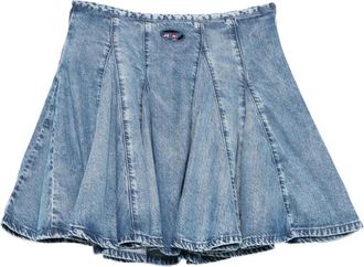 Diesel Geplooide mini-rok van denim - Dames - Spijkerrokken - Blauw - W27 - Denim - Rokken