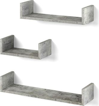 Vicco Estante De Pared, Hormig&oacute;n, 60 X 10 Cm Juego De 3