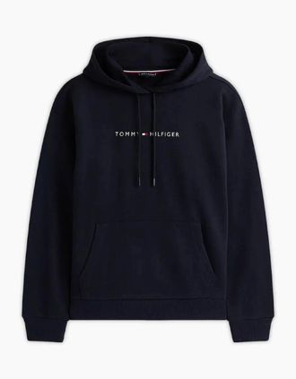 Tommy Hilfiger Mens TH Original Logo Drawstring Lounge Hoody - Black - Size: 44