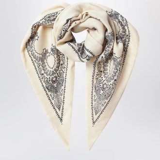 Destin Foulard bandana triangolare crema in lana