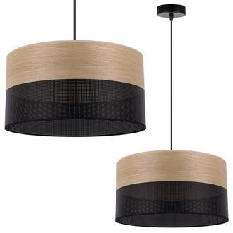 OEM L&aacute;mpara Colgante Individual, Pantalla De Chapa De Roble Dorado, 40 Cm