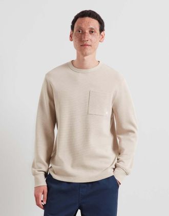 Farah Littrow T-shirt a maniche lunghe con taschino e logo, beige-Neutro