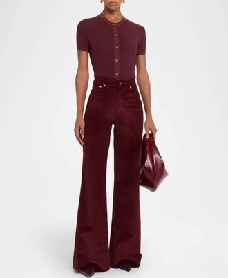 Rag & Bone Skylar High-Rise Cord Trouser In Burgundy