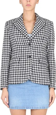 Versace Houndstooth Tweed Jacket With Notched Lapels