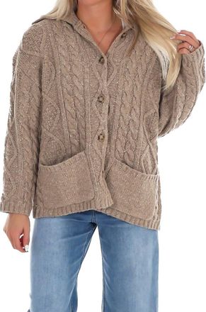 Le Lis Blanc Deux Fireside Layers Oversized Cardigan In Beige