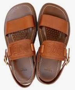 Celine Sold Out Tan Leather Celine Logo Sandals Size 36