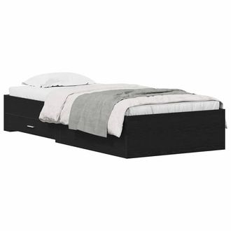 Berkfield Home Modern Bed Frame Black Oak 100x200 cm Engineered Wood