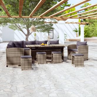 vidaXL 7 Pcs Garden Lounge Set Con Coj&iacute;n Mimbre Pe Gray
