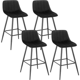 Woltu Woltu - 4x Taburete De Bar Con Respaldo Paquete De 4 Marco De Metal Muebles Cocina Asiento De Terciopelo Taburetes Cocina Altos Sillas Bar Altas Cocin