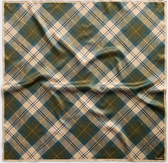 Barbour Womens Green and beige tartan satiny scarf