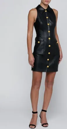L'agence Apolline Faux Leather Sheath Dress in Black at Nordstrom, Size 10
