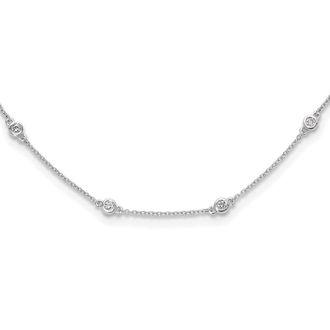 Diamond2Deal 14k Gold 1/2 Ct Lab Grown Diamond Eighteen Station Necklace 18 Clarity VS, Color D-E