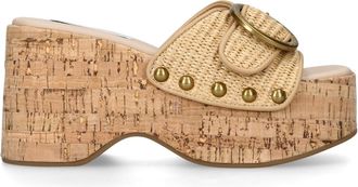 Steve Madden Womens Pedestal Beige Raffia Sandals Fabric - Size UK 5