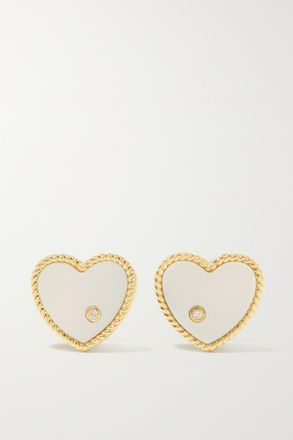Yvonne L&eacute;on 9-karat Gold, Mother-of-pearl And Diamond Earrings - Bianco