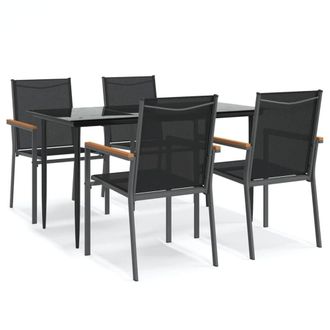 Berkfield Home 5 Piece Garden Dining Set Black Textilene & Steel