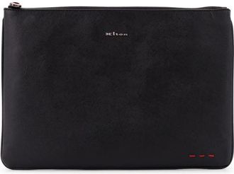Kiton Nylon Clutch Bag With Iconic Logo Embroidery