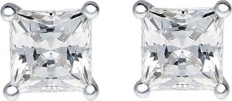 Mauli Jewels 1/2 Carat Natural Princess Cut Diamond ( H-I / I1-I2 ) Women Stud Earrings In 14K Solid White Gold With Secure Push Back