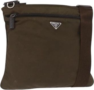 Prada Pre-owned Cross Body Bags, female, Green, Size: ONE SIZE Pre-owned Vintage Nylon Cross Body Bag
