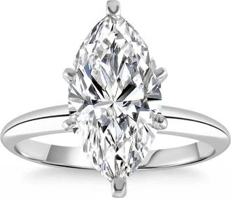 Pompeii3 Certified 2 - 6Ct Marquise Solitaire Diamond Engagement Ring 14k Gold Lab Grown