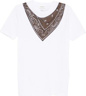 Parosh White V-Neck Printed T-Shirt