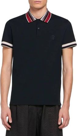 Roberto Cavalli Chain Stripe Collar Cotton Pique Polo Shirt, Size Medium