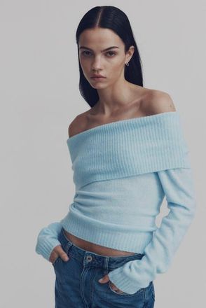 H&M Off-the-shoulder Jumper in Light Blue at Nordstrom, Size Xx-Small