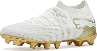 Puma Future 9 Match Firm, Artificial Ground Soccer Cleats Mens Soccer Shoes White/Metallic Gold/Black : 10.5 D - Medium, Textile