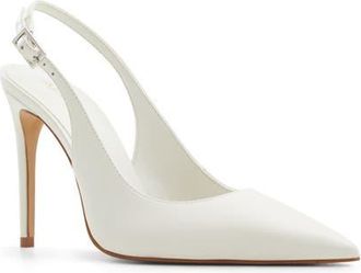 Aldo Stessy Slingback Pointed Toe Pump in White/Bone at Nordstrom, Size 9
