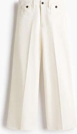 H&M Wide High Waist Ankle Jeans - White