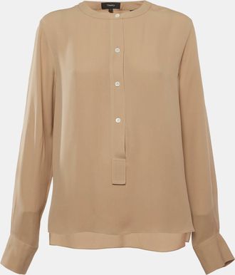 Theory Beige Chiffon Long Sleeve Blouse