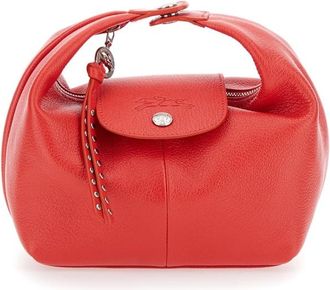 Longchamp Le Pliage Portobello Xs Red Handbag With Logo Embossed On The Front In Leather
