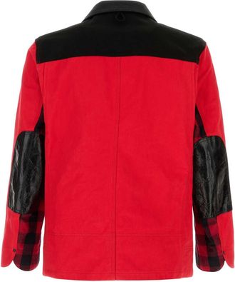 Junya Watanabe Mens Color-Block Cotton Jacket Red