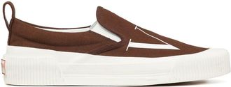 Valentino Garavani VLTN slip-on sneakers - men - Cotton/Elastodiene/Polyester/Rubber/Bos Taurus - 40 - Brown