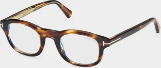 Tom Ford Men & apos;s T-Logo Acetate Round Eyeglasses