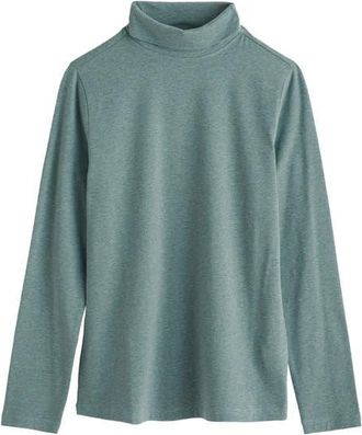 Seasalt Cornwall Landing Turtleneck Stretch Organic Cotton Top in Melange Sardine at Nordstrom, Size 12 Us