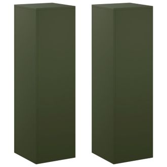 vidaXL Supporto Per Piante 2 Pcs Verde Oliva 30 X 30 X 100 Cm Acciaio Vidaxl